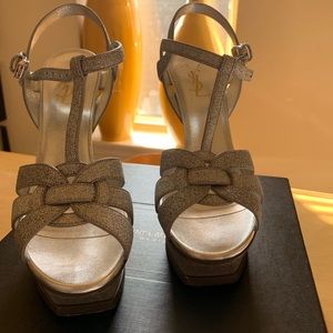 YSL Glitter 135mm Platform Tribute Sandals